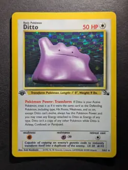 1999 Pokemon DITTO #3/62 Fossil 1st Edition Unlimited Galaxy Star Holo Rare ENG - Image 1