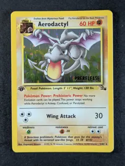 1999 Pokemon AERODACTYL #1/62 Fossil 1st Edition Galaxy Star Holo Rare ENG (B) - Image 1