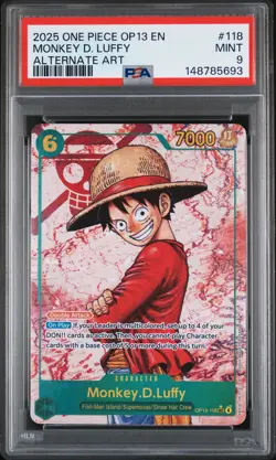 5693 Monkey D. Luffy 2025 One Piece Carrying On His Will #OP13-118 Alt Art PSA 9 - Image 1