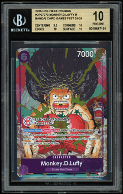 BGS 10 Afro Luffy OP07-073 Promo One Piece Bandai Card Games Fest 25-26 English - Image 1