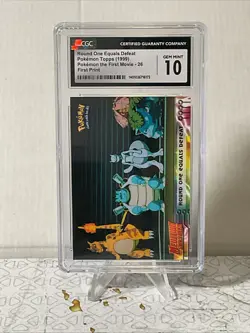 1999 Pokemon Topps 26 Round One Equal Defeat FIRST Print CGC 10 Graded Low Pop - Image 1