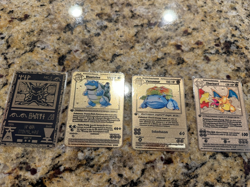 Metal Fan made Pokemon cards, Ancient Mew, Blastoise, Venusaur, Charizard - Image 1