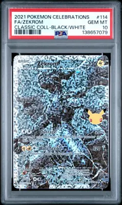 PSA 10 Gem Mint Zekrom 114/114 Full Art Celebration Classic Pokemon Card 2021 - Image 1