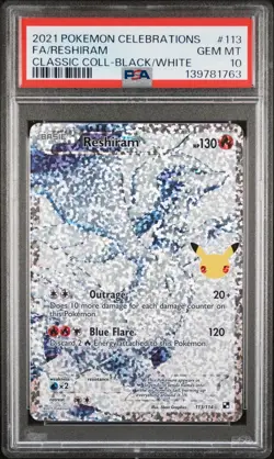 PSA 10 GEM MINT Reshiram FA Celebrations Classic Collection Pokemon Card 113/114 - Image 1