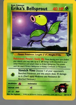 Erika's Bellsprout 38/132 LP Gym Challenge Pokemon Card! - Image 1