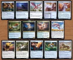 Set of 14 Green & White Unicorn Creatures *NM* (Magic MTG) Good-Fortune Unicorn - Image 1