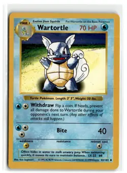 1999 POKEMON SHADOWLESS CLASSIC - BASE SET WARTORTLE STAGE 1/UNCOMMON #42 (A) - Image 1