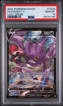 2022 POKEMON SWORD & SHIELD LOST ORIGIN #TG20 FULL ART/CROBAT V PSA 10 - Image 1