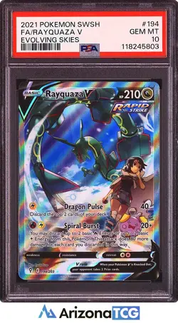 Pokemon 2021 Rayquaza V 194/203 Alt Art Full Art Evolving Skies GEM MINT PSA 10 - Image 1