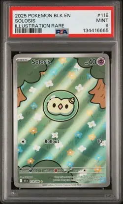 2025 POKEMON BLK EN-BLACK BOLT ILLUSTRATION RARE #118 SOLOSIS PSA 9 mint - Image 1