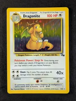 1999 Pokemon DRAGONITE #4/62 Fossil Unlimited Galaxy Star Holo Rare English - Image 1