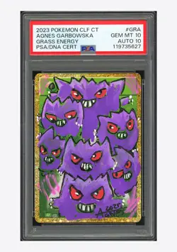 Pokemon PSA 10 AUTO 10 Grass Energy Holo Gengar Agnes Garbowska 2023 GRA CLF JPN - Image 1