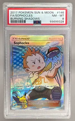 55699328 Sophocles 2017 Pokemon Sun & Moon Burning Shadows #146/147 PSA 8 - Image 1