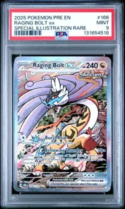 2025 Pokemon Raging Bolt EX SIR #166/131 PSA 9 GEM – Prismatic Evolutions - Image 1