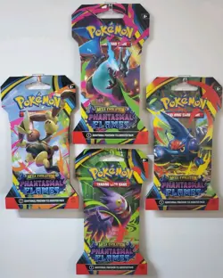 Pokemon TCG Phantasmal Flames Sleeved Booster Pack - Art Set Of 4 - NEW - SEALED - Image 1