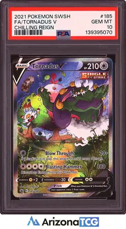 Pokemon 2021 Tornadus V 185/198 Full Art Chilling Reign GEM MINT PSA 10 - Image 1