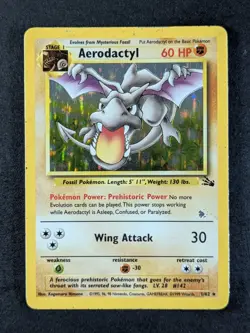 1999 Pokemon AERODACTYL #1/62 Fossil Unlimited Galaxy Star Holo Rare English - Image 1