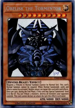 Obelisk The Tormentor TN19-EN007 Prismatic Secret Rare Limited Yu-Gi-Oh! NM - Image 1