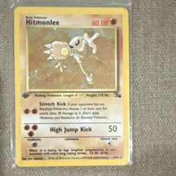 Hitmonlee 7/62 Fossil 1st Edition 1999 Holo Pokemon Card English - Image 1