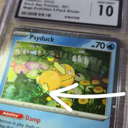 CGC 10 FART WHOLE SWIRL 🌀💫 Psyduck MEP 007 Mega Cosmos Holo Promo Pokemon Card - Image 1