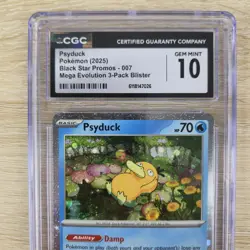 CGC 10 FART WHOLE SWIRL 🌀💫 Psyduck MEP 007 Mega Cosmos Holo Promo Pokemon Card - Image 5