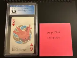 2012 Pokemon TCG Pokemon Playing Cards Corsola White 2-6 Poker CGC 9.5 - Image 1