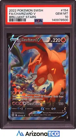 Pokemon 2022 Charizard V 154/172 Alt Art Brilliant Stars GEM MINT PSA 10 - Image 1