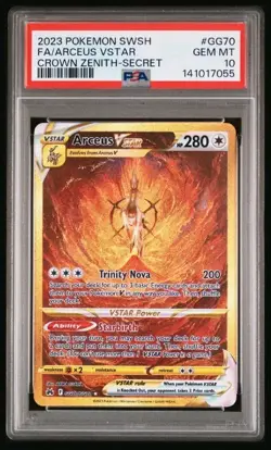 2023 POKEMON SWORD SHIELD CROWN ZENITH SECRET FULL ART ARCEUS VSTAR #GG70 PSA 10 - Image 1