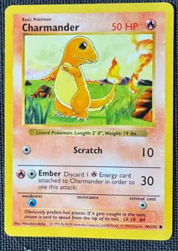 CHARMANDER 46/102 C BASE SET SHADOWLESS POKEMON MP - Image 1