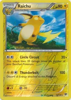 Raichu - 43/146 - Holo Rare - Reverse Holo DMG, English Pokemon XY Base Set - Image 1
