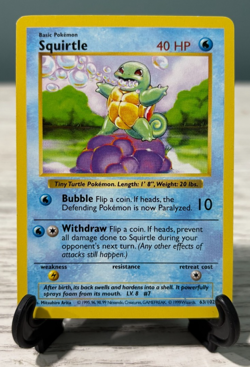 1999 Pokemon Base Set SQUIRTLE Common Shadowless 63/102 WOTC - Lightly Played - Image 1