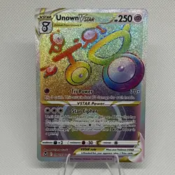 Pokemon TCG Unown Vstar Silver Tempest 199/195 Rainbow Full Art NM. - Image 1