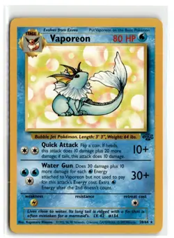 1999 POKEMON CLASSIC - JUNGLE VAPOREON STAGE 1/RARE #28 - Image 1