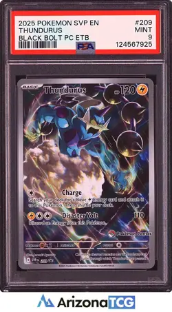 Pokemon 2025 Thundurus 209 Pokemon Center Stamp Black Bolt PC ETB PSA 9 - Image 1