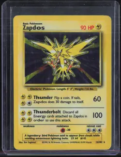 1999 Pokemon Holo #16 Zapdos - Image 1