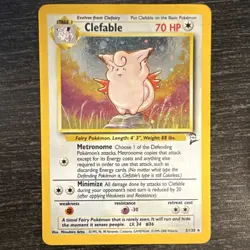 Pokemon Clefable Base Set 2 Holo Rare 5/130 70 HP 2000 Wizards of the Coast - Image 1