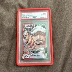 One Piece CCG Trafalgar Law OP01-002 Leader Art-Errata English PSA GMT 10 - Image 1