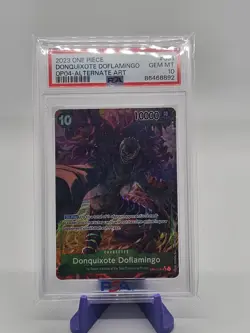 One Piece Kingdoms Of Intrigue- Donquixote Doflamingo SR Alt Art OP04-031 PSA 10 - Image 1