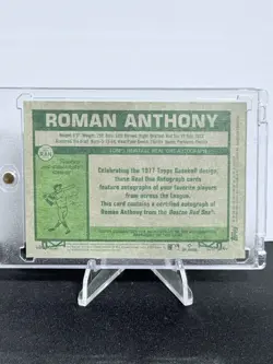 2026 Topps Heritage Real One Red Ink Roman Anthony RC Auto 57/77 Boston Red Sox - Image 2