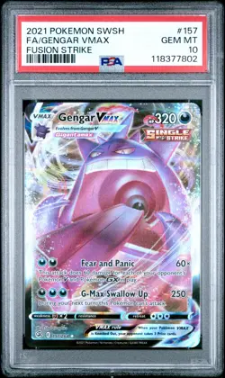 2021 POKEMON SWORD & SHIELD FUSION STRIKE #157 FULL ART/GENGAR VMAX PSA 10 - Image 1