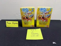 --LOT OF 2--ONE PIECE CARD GAME OP-15 DOUBLE PACK SET 10 ENGLISH- NEW SEALED - Image 1
