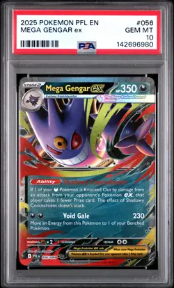 2025 POKEMON PFL EN-PHANTASMAL FLAMES #056 MEGA GENGAR EX PSA 10 - Image 1