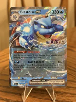 Blastoise ex 030/142 Stellar Crown Stamp Promo Double Rare Pokemon TCG NM - Image 1