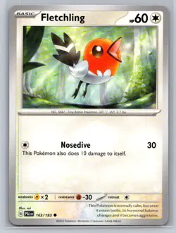 Fletchling #163/193 SV02: Paldea Evolved Common - Pokemon Cards F54 - Image 1