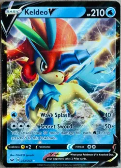POKEMON TCG SWORD & SHIELD KELDEO V ULTRA RARE HOLO 053/202 NM+ - Image 1