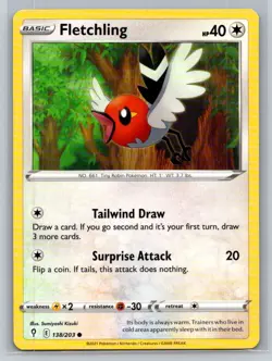 Fletchling #138/203 SWSH07: Evolving Skies Common - Pokemon Cards F54 - Image 1
