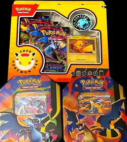 3x! Pokemon tcg Charizard X Y TIN SET SEALED Pokemon Day Swirl mega evolutions - Image 1