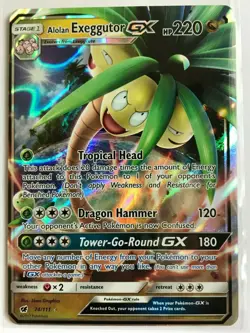 Alolan Exeggutor GX ULTRA RARE 74/111 Pokemon Sun Moon Crimson Invasion Holo NM - Image 1