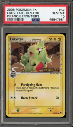 Pokemon Larvitar EX Dragon Frontiers Reverse Holo #52 PSA 10 Gem Mint - Image 1