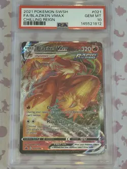 2021 POKEMON SWORD & SHIELD CHILLING REIGN #021 FULL ART/BLAZIKEN VMAX PSA 10 - Image 1